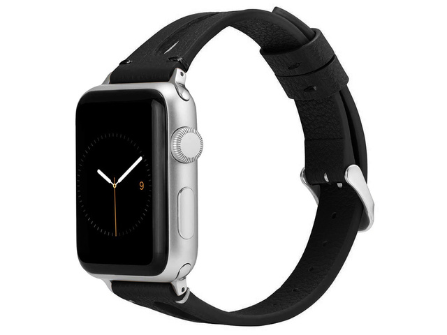 Lederarmband Alogy Leder für Apple Watch 42/44/45 / 49mm Schwarz