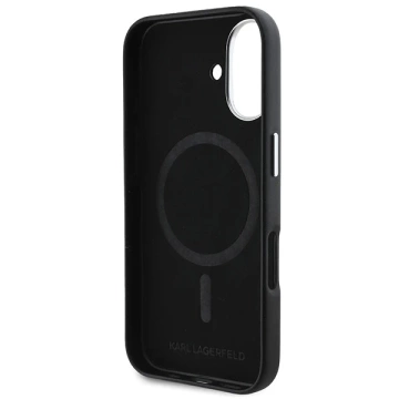 Karl Lagerfeld Hülle für iPhone 16 Plus 6,7" Schwarzes MagSafe Hardcase FW Metallplatte