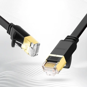 Flachkabel UGREEN Ethernet-Patchkabel RJ45 Cat 7 STP LAN 10 Gbit/s 10 m schwarz (NW106 11265)