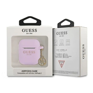Guess Schutzhülle für AirPods cover lila/lila Silicone Charm 4G Collection