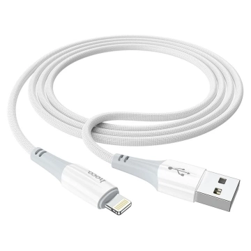 HOCO USB-A auf Lightning-Kabel X70 1 m, weißes Nylongeflecht, 2,4 A