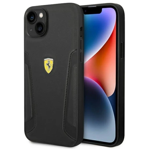 Eti na telefon Ferrari FEHCP14MRBUK für Apple iPhone 14 Plus 6,7" Czarny/Black Hardcase Leather Stamp Sides