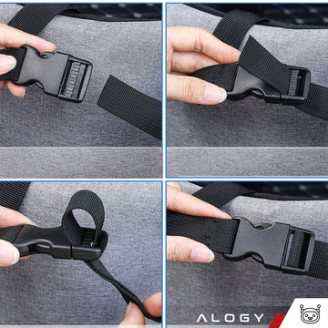 Auto-Organizer, Tasche für den Kofferraum des Autos, großer Kofferraum für den Sitz mit Klettverschluss, Alogy Black, 2x Kopfstützenhalterung