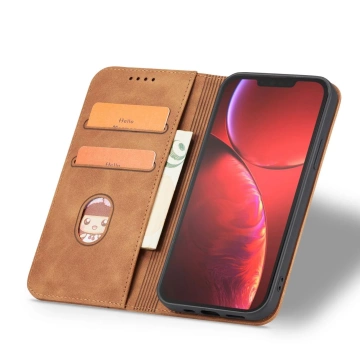 Magnet Fancy Case Hülle für iPhone 13 Pro Tasche Kartenetui Kartenständer Braun