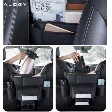 Auto-Organizer für das Auto zwischen Sitzen, Autositz Alogy, Auto-Getränkehalter, Taschentücher, Schwarz