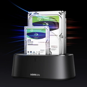Ugreen CM198 50857 Dockingstation mit USB 3.0 für SATA 2,5" 3,5" SSD HHD Netzteil EU - Schwarz