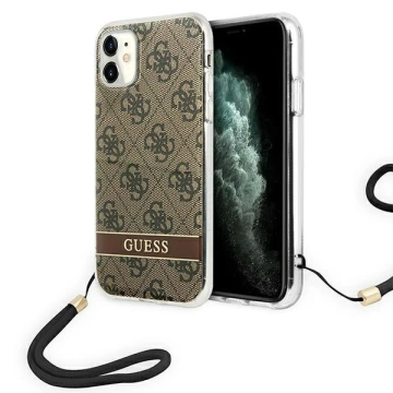 Etui Guess GUOHCN61H4STW do Apple iPhone 11 6,1" brązowy/brown hardcase 4G Print Strap