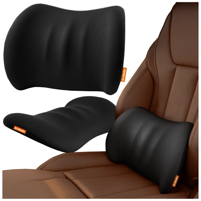Poduszka do Samochodu pod Plecy Lędźwie DR.MEDIC LumbarRelax™ Ergonomiczna poduszka lędźwiowa na fotel krzesło do auta dla kierowcy pasażera
