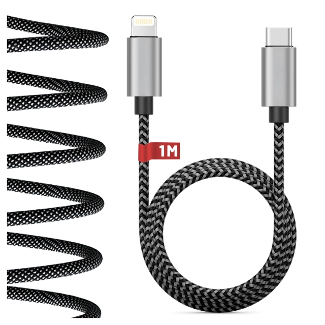 Kabel Zasilający USB-C do Lightning 27W 1m, Szybkie Ładowanie PD, Trwały i Elastyczny Przewód Kompatybilny z iPhone i iPad, Alogy MagiCharge™ – Czarny