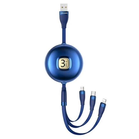 USAMS Kabel U69 3w1 1m blau/blau (lightning/microUSB/USB-C)