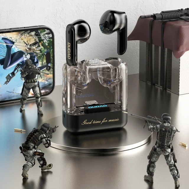 TWS Dudao U18Pro Bluetooth 5.3 Ohrhörer – Transparent, LED, Schwarz