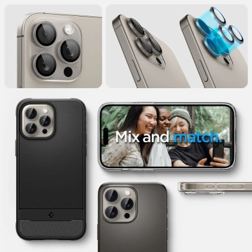 2 x Spigen Optik.TR „Ez Fit“ Kameraschutz für iPhone 14 Pro / Pro Max / 15 Pro / Pro Max, natürliches Titan