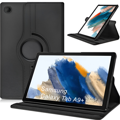 Etui do Samsung Galaxy Tab A9+ Plus 2023 11" (X210/X215/X216) obrotowe pokrowiec obudowa z klapką na tablet Case Alogy Czarne + Szkło
