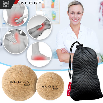 Korkball Set mit 2 ECO-Bällen für Muskelmassage-Massagegerät, hart, klein, Korkbälle 6 cm und 5,3 cm, Alog-Tasche, Sport-Fitness