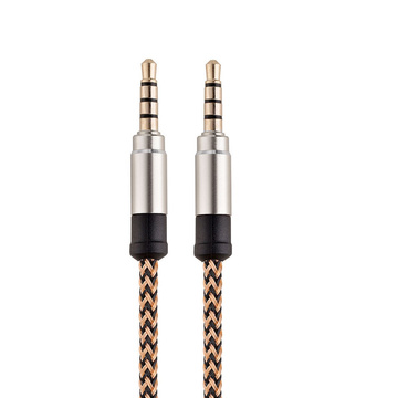 Audiokabel 2x Miniklinke - Klinke 3,5 mm lang AUX-Kabel Starkes Geflecht 1,5 m Gold