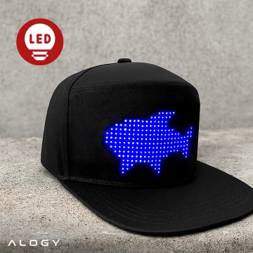 Alogy PixelCap™ LED-Baseballkappe mit RGB-LED-Beleuchtung, Bluetooth-Pixeln, Steuerung per Smartphone-App, Schwarz