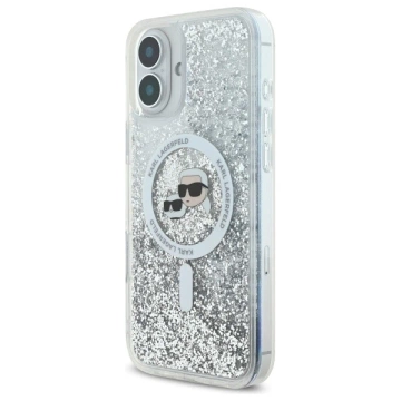 Etui Karl Lagerfeld für iPhone 16 6.1" Magsafe Hardcase Transparent Liquid Glitter Karl