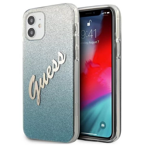 Guess GUHCP12SPCUGLSBL iPhone 12 mini 5,4" niebieski/blaues Hardcase Glitter Gradient Script