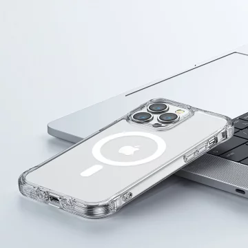 Joyroom Magnetic Defender Magnetische Hülle für iPhone 14 Pro Gepanzerte Hülle mit Hakenständer Klar (MagSafe-kompatibel)