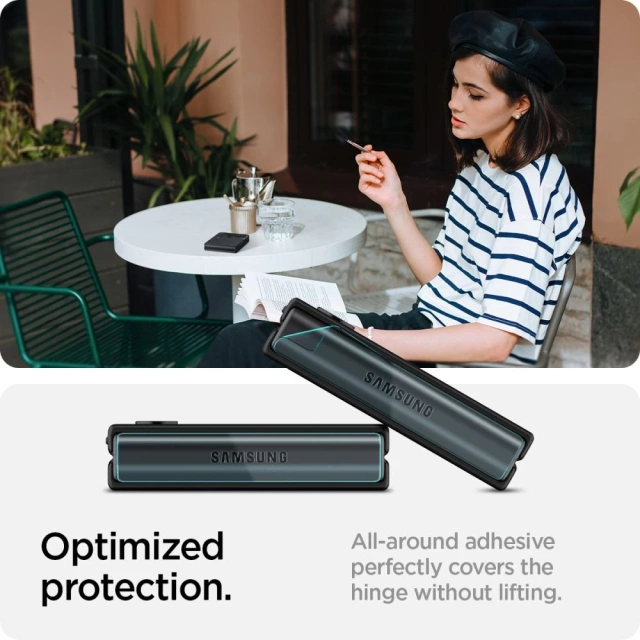 Szkło hartowane Spigen Glass FC ”EZ FIT” + ramka Film 2-pack do Samsung Galaxy Z Flip 4 Black