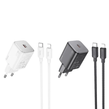 Hoco N40 20W USB-C Ladegerät USB-C Lightning PD QC Kabel Weiß