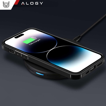 Hülle für iPhone 15 Pro Gehäuse Case 2x Bildschirmglas und 2x Linsenring gepanzert Alogy 360 Hybrid Set 6in1 schwarz und transparent