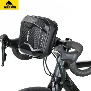 WILDMAN E18 3L Fahrradtasche Schwarz Lenker und Schulter EVA Leder
