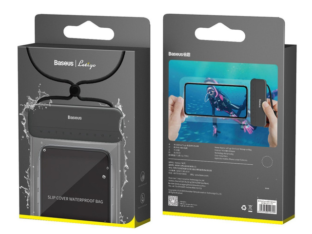 Etui wodoodporne Baseus Let's go Slip na telefon do 7.2 IPX8 Czarne