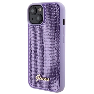 Etui Guess GUHCP15SPSFDGSU für iPhone 15 6,1" fioletowy/lila Hardcase Pailletten Script Metal
