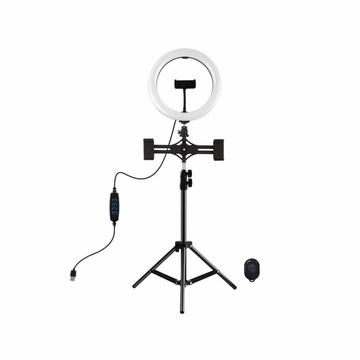 Ringlampe / LED Stativ Puluz 26cm 3x Smartphone PKT3070B