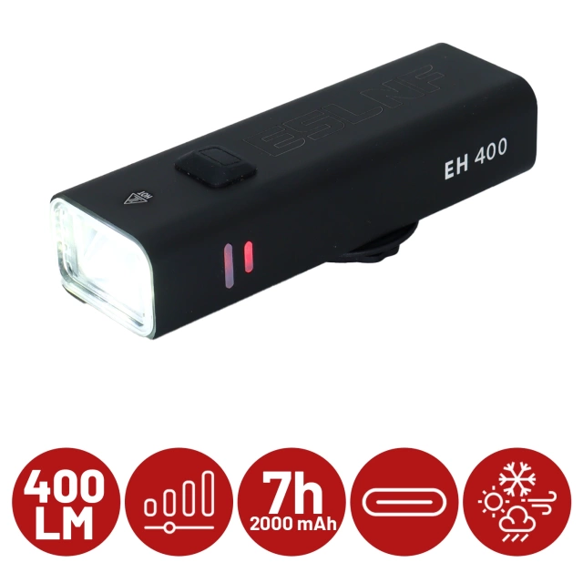 Lampka rowerowa EH 400 przód LED przednia światło roweru regulowane 400 LM 2000mah oświetlenie wodoodporna światełko na rower czarna