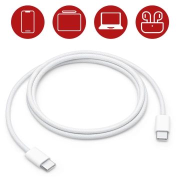 Apple USB-C auf USB-C Kabel 1m, 60W, Weiß, Langlebig, Original