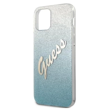 Guess GUHCP12MPCUGLSBL iPhone 12/12 Pro 6,1" niebieski/blaues Hardcase Glitter Gradient Script