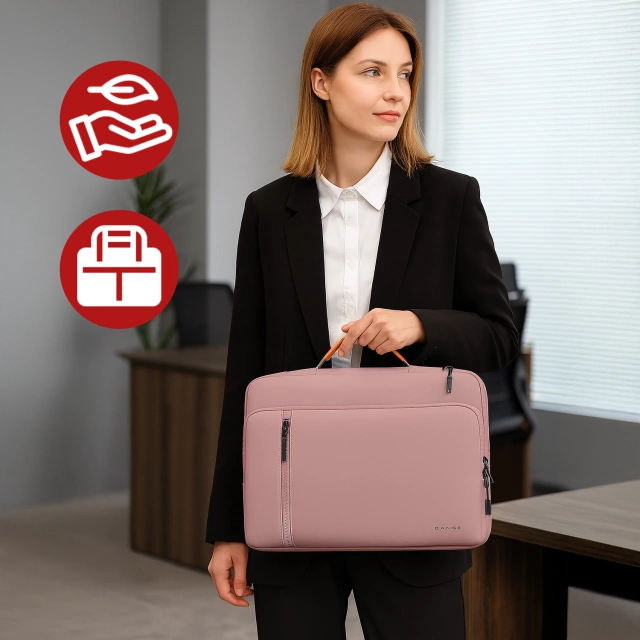 Torba wodoodporna Bange na laptopa do 14" – pojemna i wygodna, odporna i oddychająca, miejska i podróżna do pracy i samolotu, unisex – Różowa