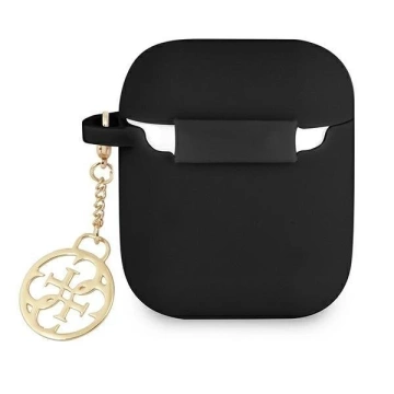Guess GUA2LSC4EK AirPods-Abdeckung Czarny/schwarzer Silikon-Charm 4G-Kollektion