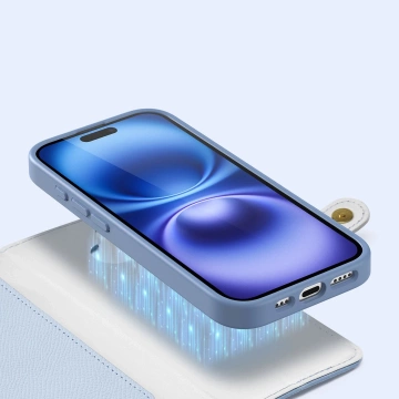 Dux Ducis Lawa iPhone 16 Lederhüllen mit blauem MagSafe Wallet
