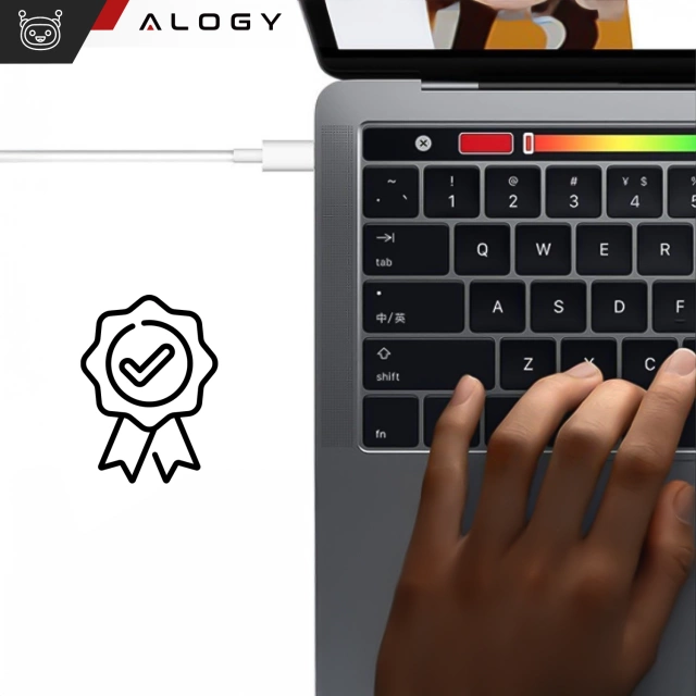 Ładowarka Zasilacz do Apple MacBook Alogy Universal Charger Kabel 2m USB-C do USB-C Szybkie ładowanie PowerDelivery PD 87W Biały