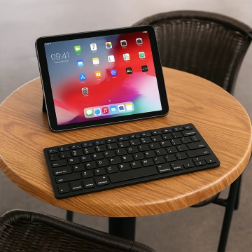 Drahtlose Bluetooth BT 3.0-Tastatur, universell für iPad iMac iOS Android Windows Slim Schwarz