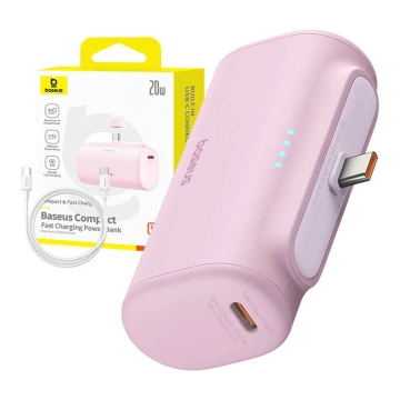 Baseus Compact Powerbank 5000 mAh 20 W USB-C Mini Schnellladung Rosa