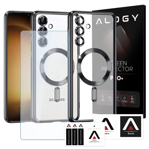 MagSafe-Hülle für Apple iPhone 16 Pro Max Alogy Glamour Luxus-Ringgehäuse Gold-Transparent