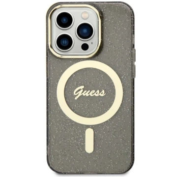 Etui für Telefon Guess GUHMP14XHCMCGK für Apple iPhone 14 Pro Max 6,7" Czarny/Black Hardcase Glitter Gold MagSafe
