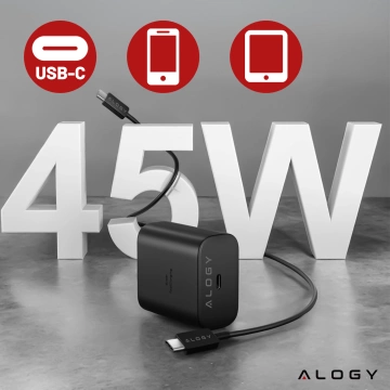 USB-C Typ C PD Premium Wandladegerät schnelles 45W 3A Typ-C Kabel 1M Alogy schwarz