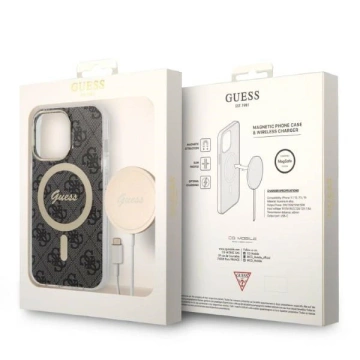 Zestaw Guess GUBPP13LH4EACSK Hülle Ladegerät iPhone 13 Pro czarny/schwarz Hartschale 4G MagSafe Print