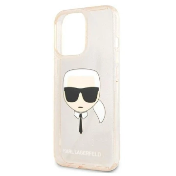 Handyschutzhülle Karl Lagerfeld KLHCP13LKHTUGLGO für Apple iPhone 13 Pro / 13 6.1" Gold/Gold Hardcase Glitter Karl`s Head