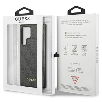 Etui Guess GUHCS23LG4GFGR für Samsung Galaxy S23 Ultra S918 szary/grey hardcase 4G Metal Gold Logo