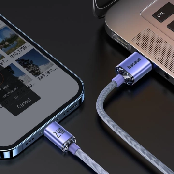 Baseus Crystal Shine Series Kabel USB-Kabel für schnelles Aufladen und Datenübertragung USB Typ A - Lightning 2.4A 2m lila (CAJY000105)