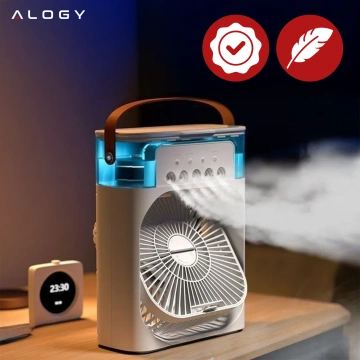 Alogy DeskBreeze™ 3-in-1 Tischventilator-Klimaanlage, kleiner Bodenventilator mit Luftbefeuchter, Timer und LED-Hintergrundbeleuchtung, USB-C