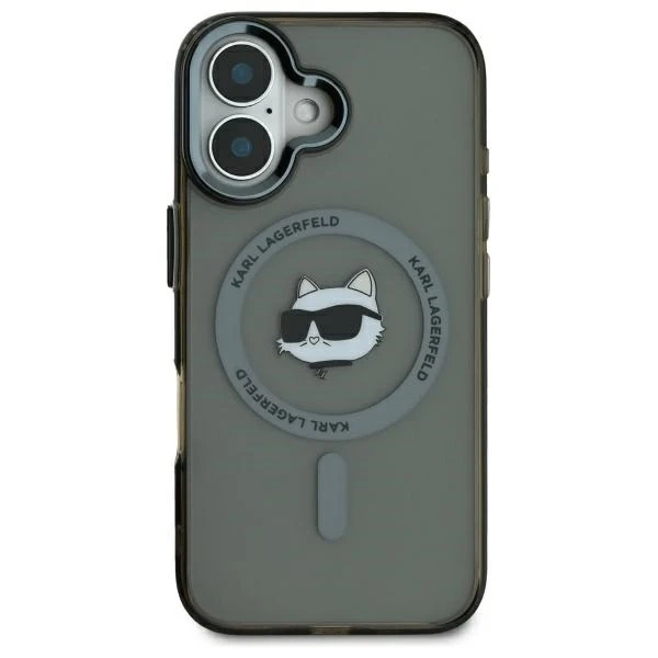Etui Karl Lagerfeld für iPhone 16 6,1" Czarny Hardcase IML Metal Choupette Head MagSafe