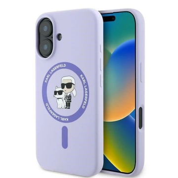 Karl Lagerfeld Hülle für iPhone 16 6,1" Lila MagSafe Hardcase Silikon Karl