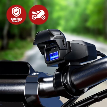 Ładowarka Motocyklowa Kewig USB-A 18W, Szybkie Ładowanie QC, Wodoodporna IP65 z Wyłącznikiem i Podświetleniem LED, Montaż na Kierownicy, do Telefonu, Kamerki, Interkomu – Czarna